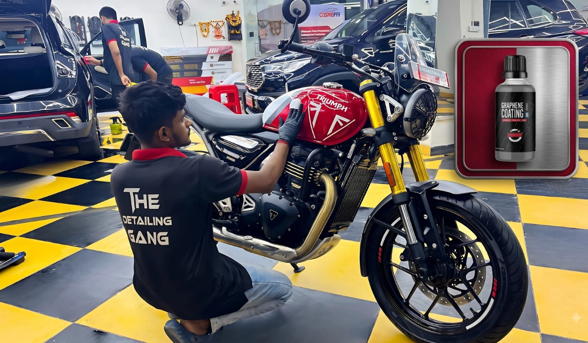 Triumph Speed 400 - Ceramic Coating applying ceramic coating on Triumph Speed 400