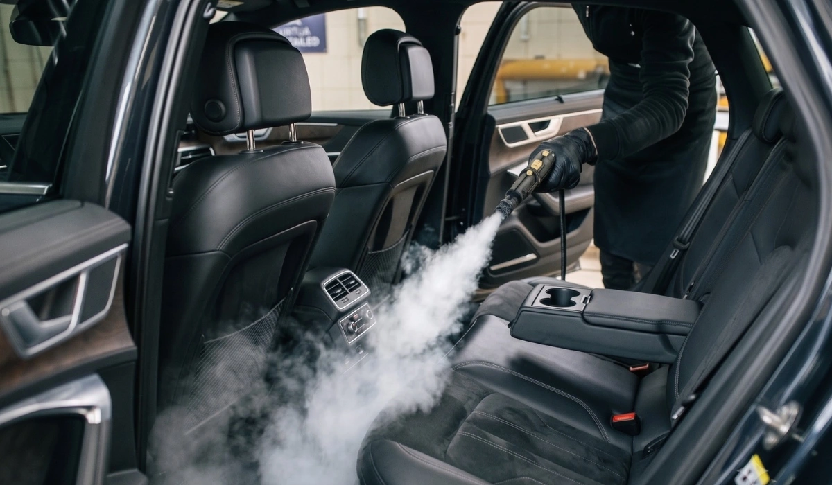 car interior sanitization and steam cleaning