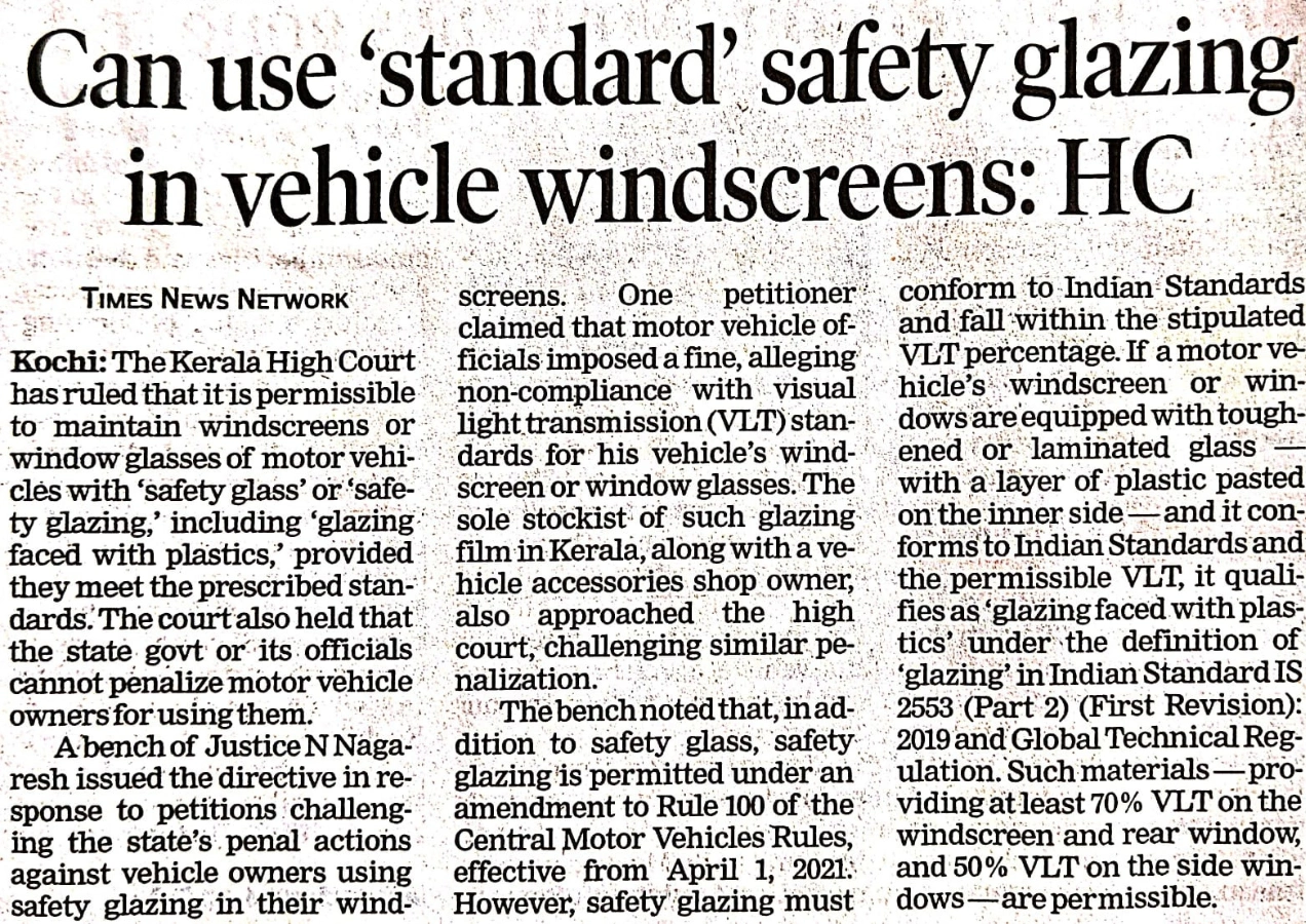 RTO Rules For Car Glass Film 2024