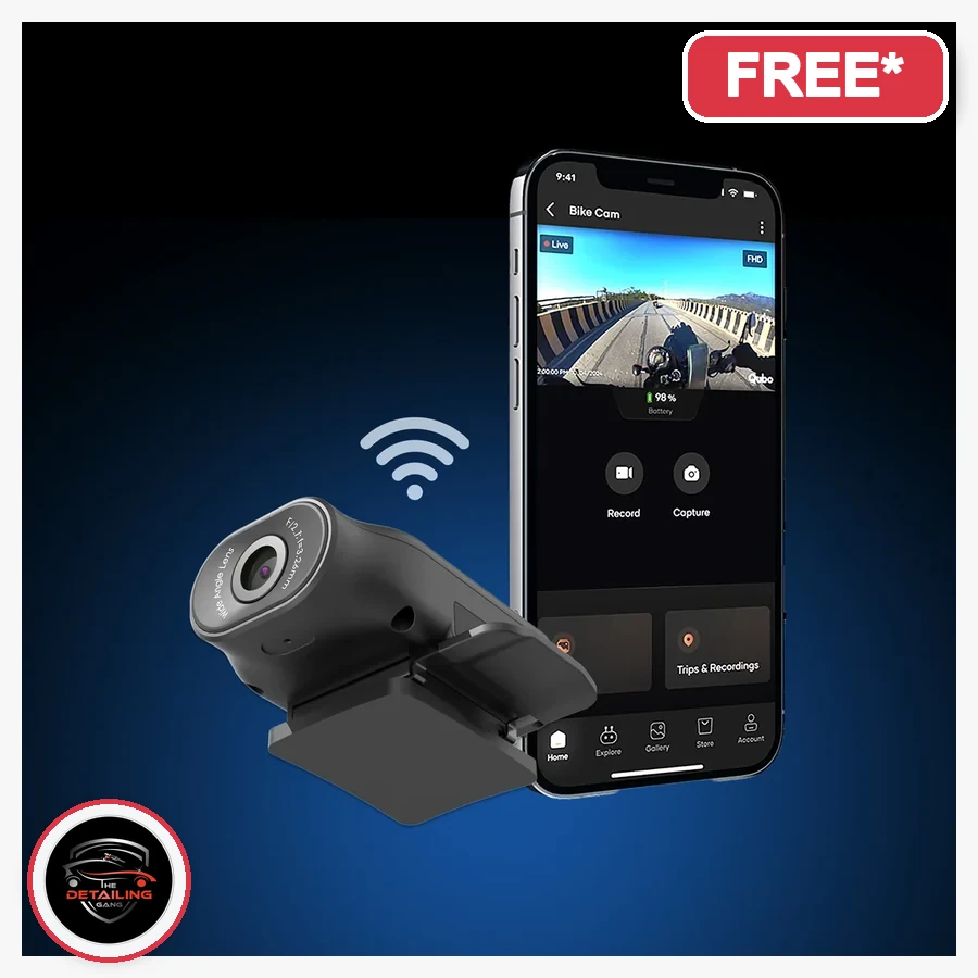 Bike Cam Pro product image with The Detailing Gang logo, free with eligible PPF package in Okhla Delhi, MRP Rs. 6,990, offer price Rs. 5,592