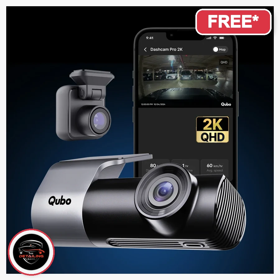 Dashcam Pro 2K (F+R) product image with The Detailing Gang logo, free with eligible PPF package in Okhla Delhi, MRP Rs. 12,990, offer price Rs. 10,392