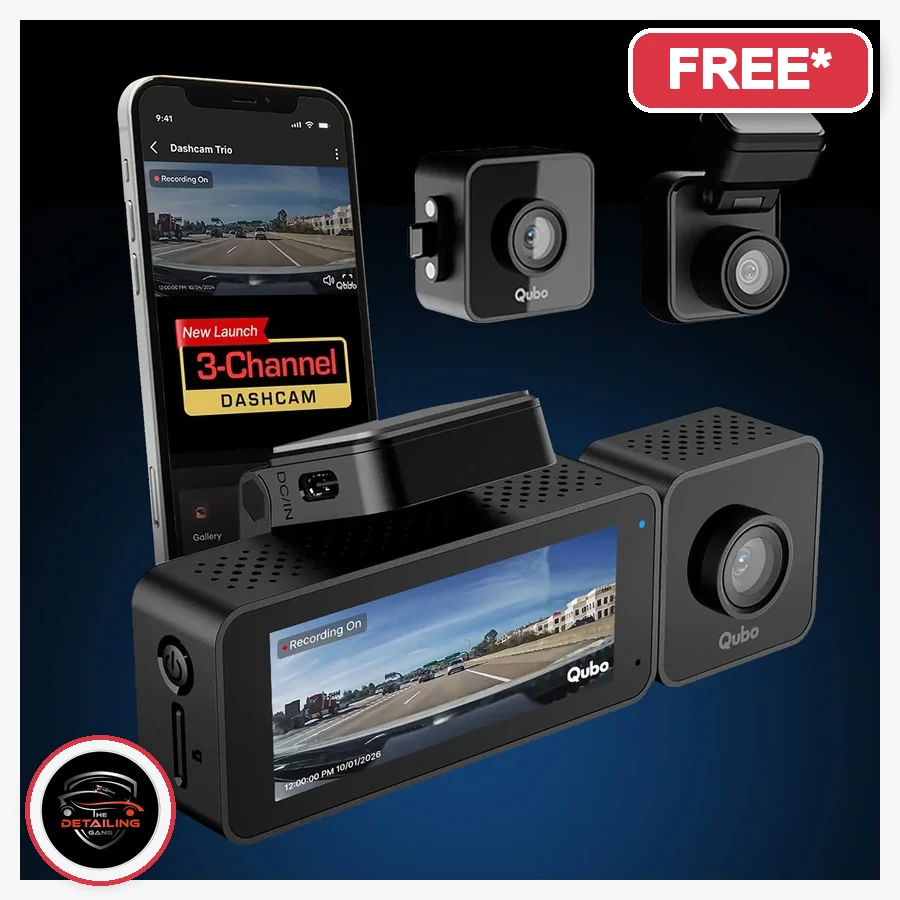3 Channel Dashcam Pro 2K (Trio) N-Series product image with The Detailing Gang logo, free with eligible PPF package in Okhla Delhi, MRP Rs. 24,990, offer price Rs. 19,992