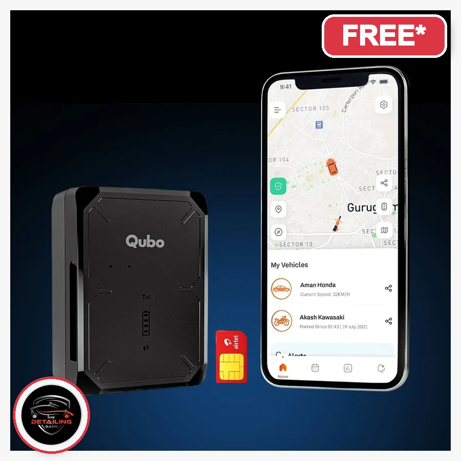 Wireless GPS Tracker product image with The Detailing Gang logo, free with eligible PPF package in Okhla Delhi, MRP Rs. 6,690, offer price Rs. 5,352